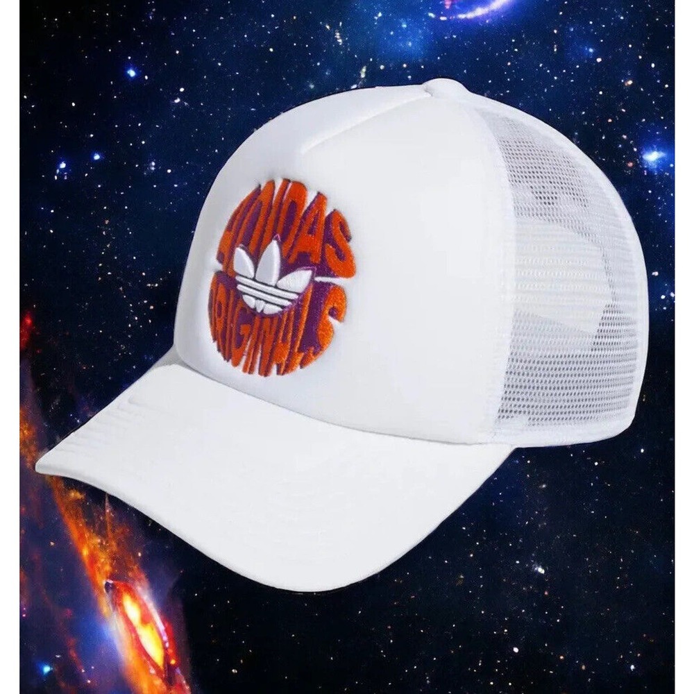 Adidas OG White Orange Trefoil Mesh Trucker Ye Hat Cap Mens New Fast Shipping
